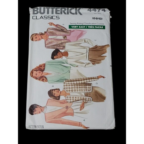 Vtg BUTTERICK 80s Pattern 4474 Womens Size 6-8-10 Loose Fitting Jackets Sewing - Picture 7 of 7